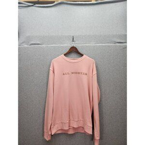 Forever 21 Mens Pink "All Nighter" Crewneck Sweatshirt Size Large